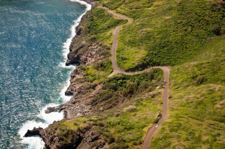 Kahekili highway winding along Maui  island coast