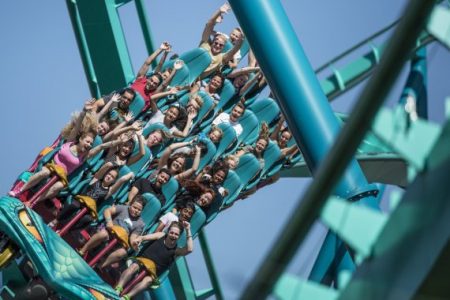 TORONTO, ON - August 23: Canada Wonderland's newest roller coaster, Leviathan, is the tallest and fastest in Canada. It boasts an initial drop of 80 degrees while reaches speeds of 148 km/h.        (Randy Risling/Toronto Star via Getty Images)