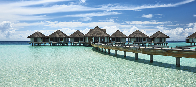 Beautiful beach with water bungalows